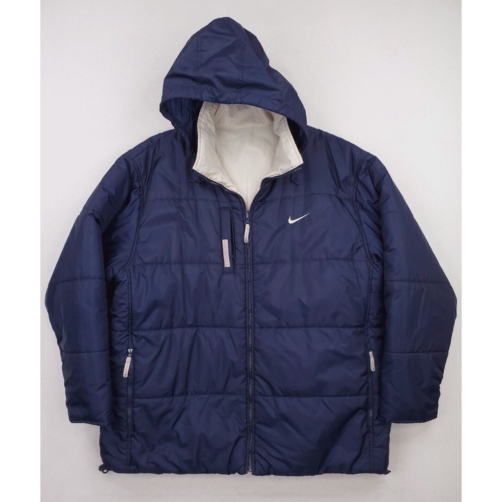 Vintage Nike Coat Mens Extra Large Blue Gray Parka Puffer Oversize Reversible